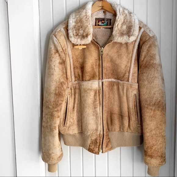 Vintage Jackets & Blazers - Vintage Suede Leather Patchwork Sherpa Jacket